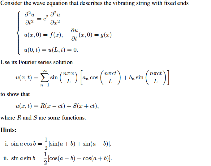 Solved Consider the wave equation that describes the