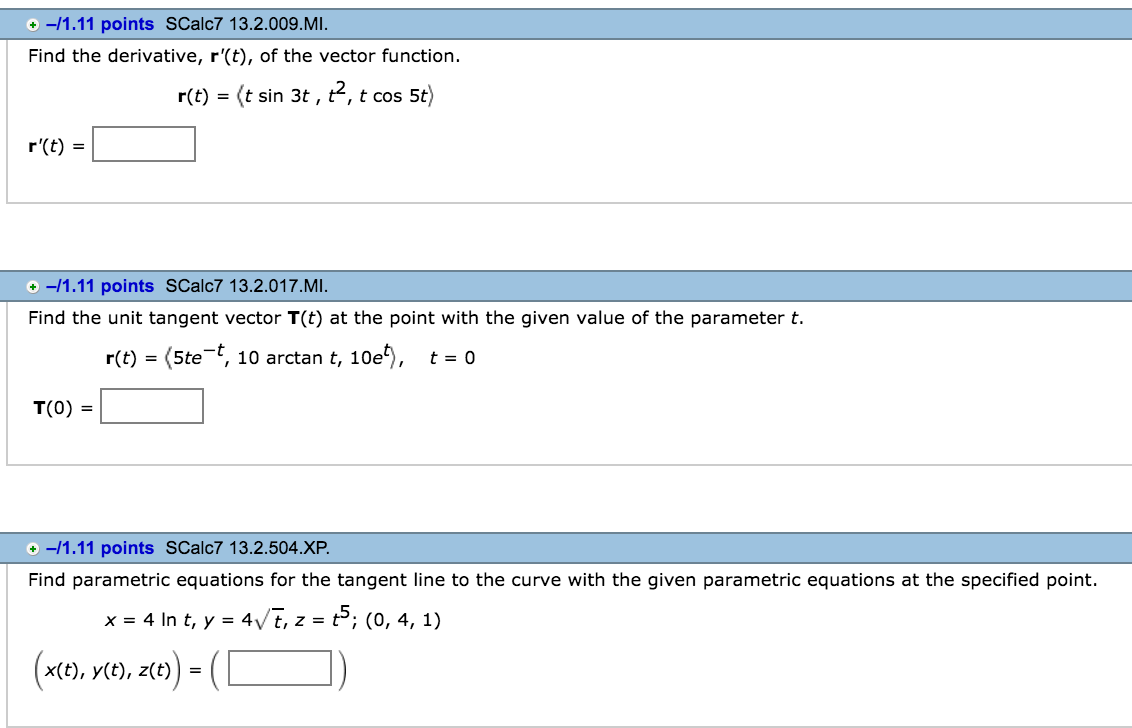 Solved Find The Derivative R T Of The Vector Function