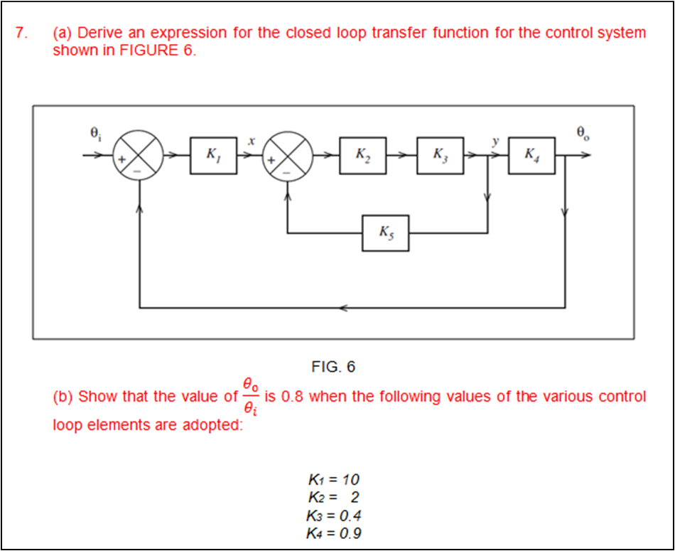 Solved 7. (a) Derive an expression for the closed loop | Chegg.com