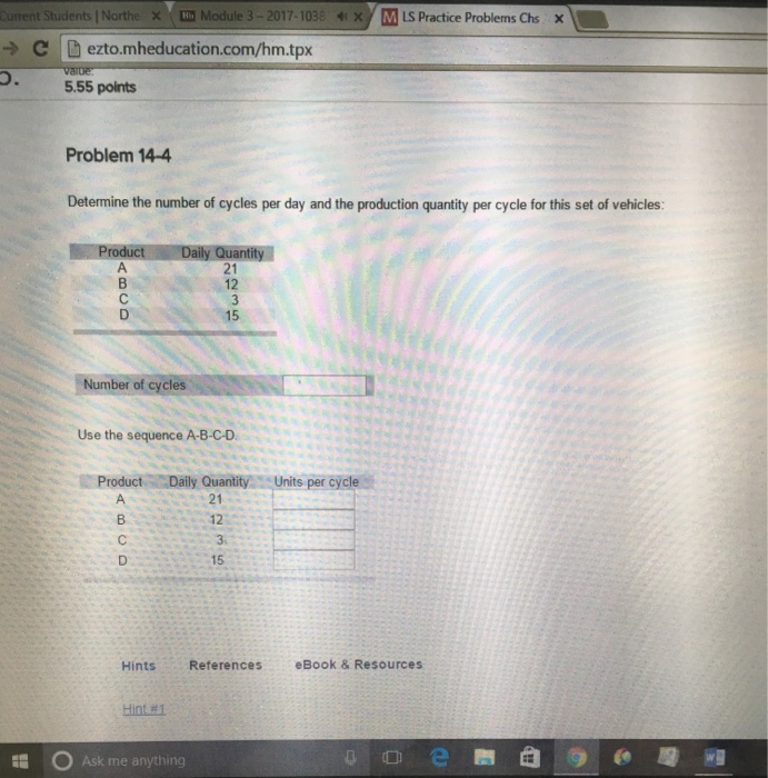 Solved Determine the number of cycles per day and the