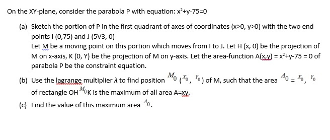 Solved On the XY-plane, consider the parabola P with | Chegg.com