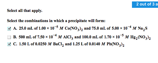 which combination will produce a precipitate