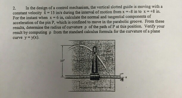 Solved 2. In the design of a control mechanism, the vertical | Chegg.com