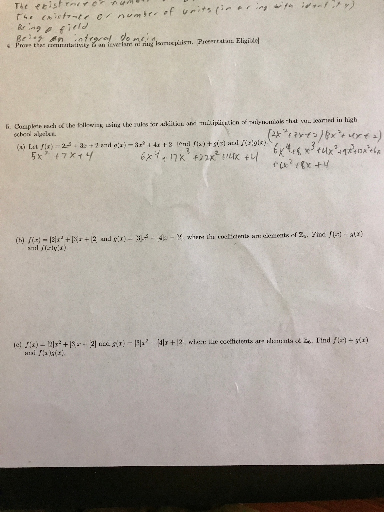 Solved The Ecistrnerer Nan That Commutativity Is An Chegg