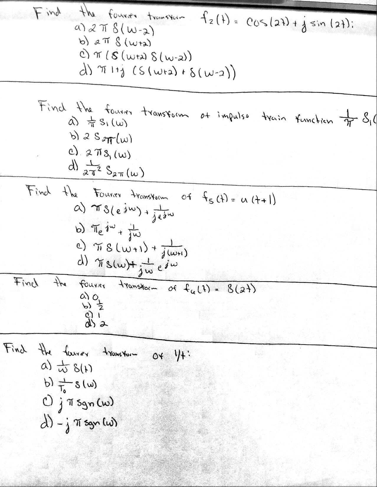 Solved Find the Fourier transforms of the functions show | Chegg.com