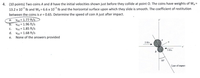 Solved Two Coins A And B Have The Initial Velocities Shown | Chegg.com