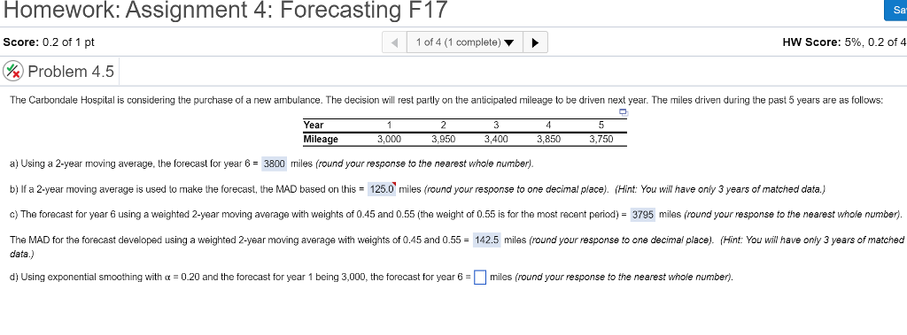 Solved Homework: Assignment 4: Forecasting F17 Score: 0.2 of | Chegg.com