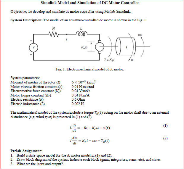 Solved Objective: To Develop And Simulate Dc Motor | Chegg.com