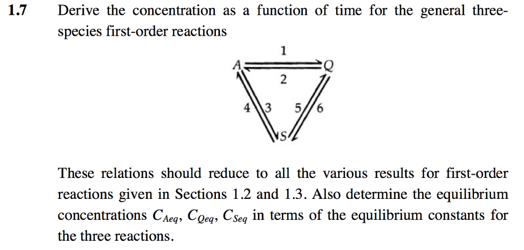 1.7Derive the concentration as a function of time for | Chegg.com