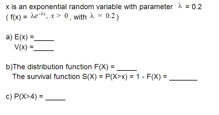 Solved x ¡s an exponential random variable with parameter | Chegg.com
