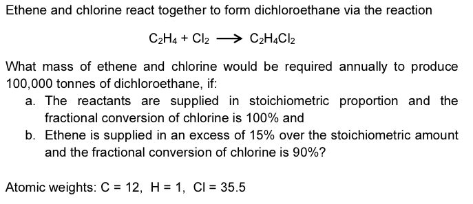 Solved Ethene and chlorine react together to form Chegg