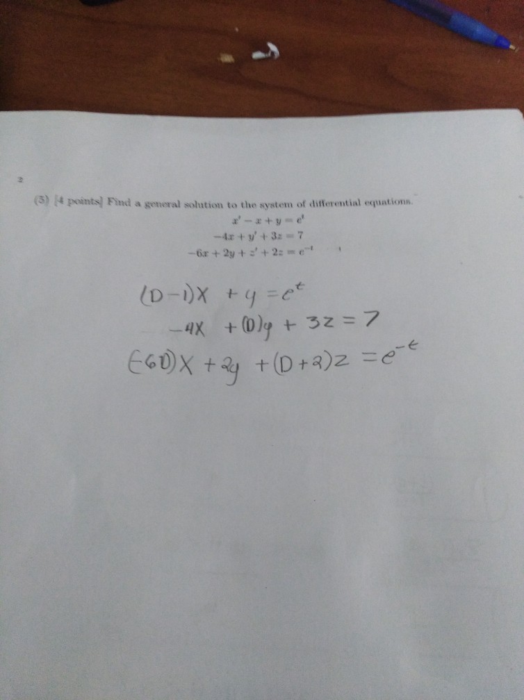 Solved (3) 4 points) Find a genoral solution to the system | Chegg.com