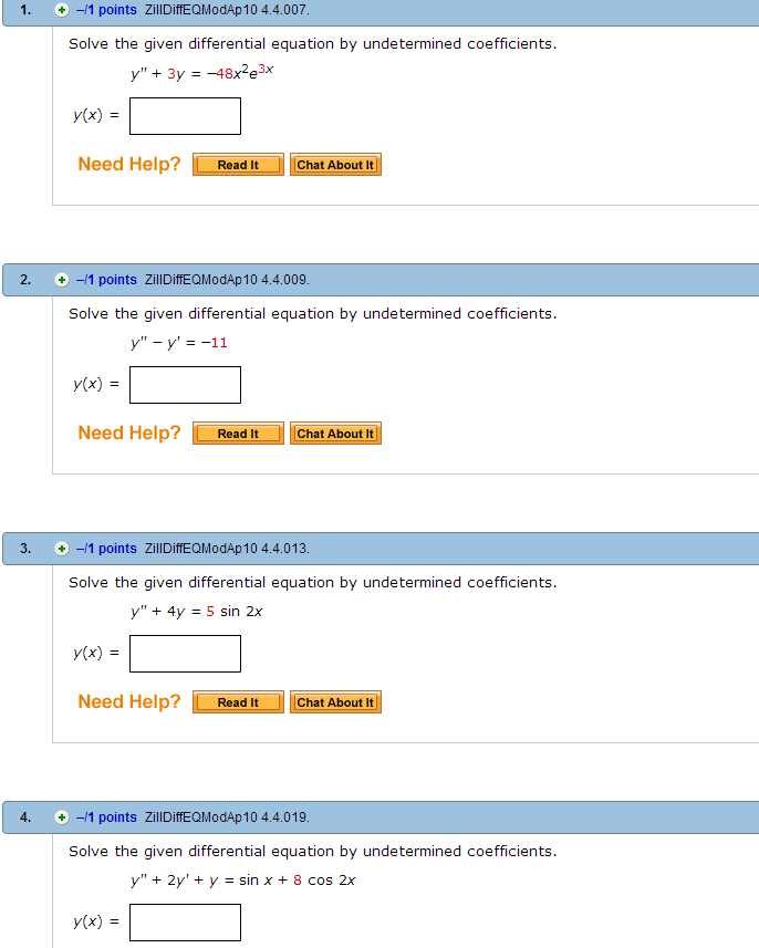 Solved Solve the given differential equation by undetermined | Chegg.com