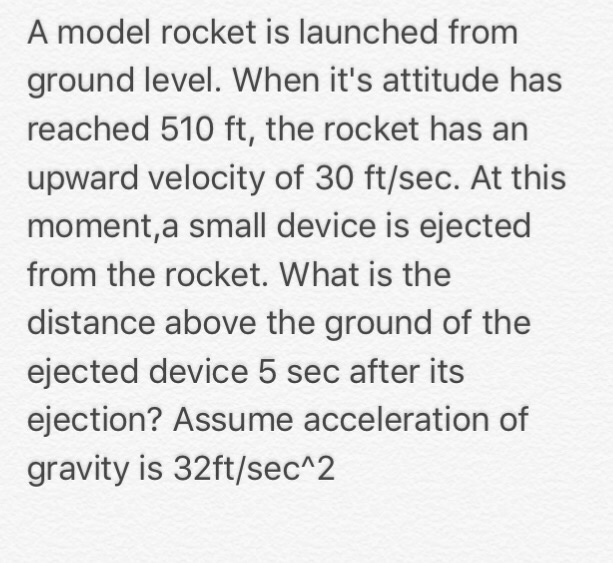 A Model Rocket Is Launched With An Initial Upward Vel vrogue.co
