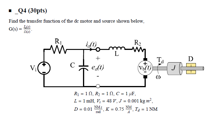 Solved Find The Transfer Function Of The Dc Motor And Source | Chegg.com