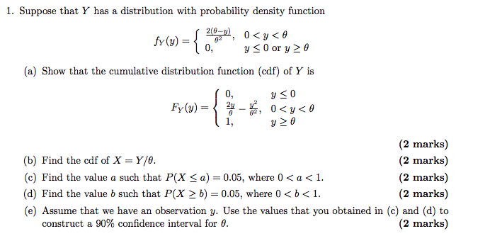 Solved 1. Suppose that Y has a distribution with probability | Chegg.com