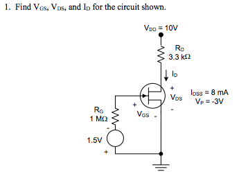 Solved Find V_gs, V_ds, and I_d for the circuit shown. | Chegg.com