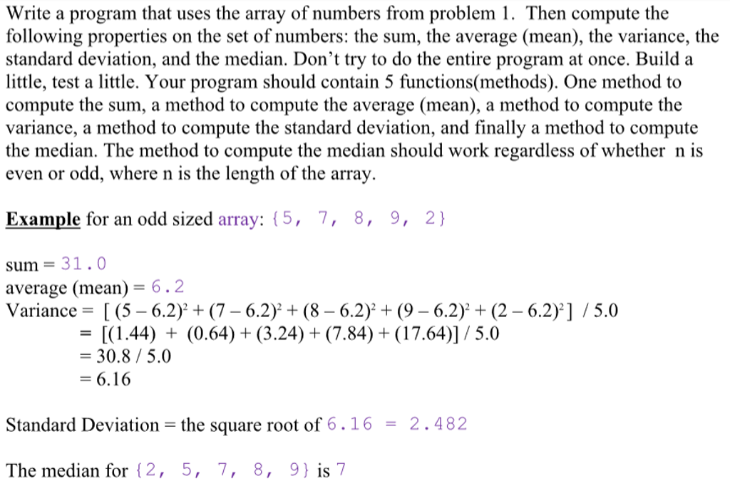 Solved Write a program that uses the array of numbers from | Chegg.com image.