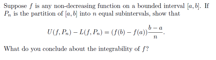 Solved Suppose f is any non-decreasing function on a hounded | Chegg.com