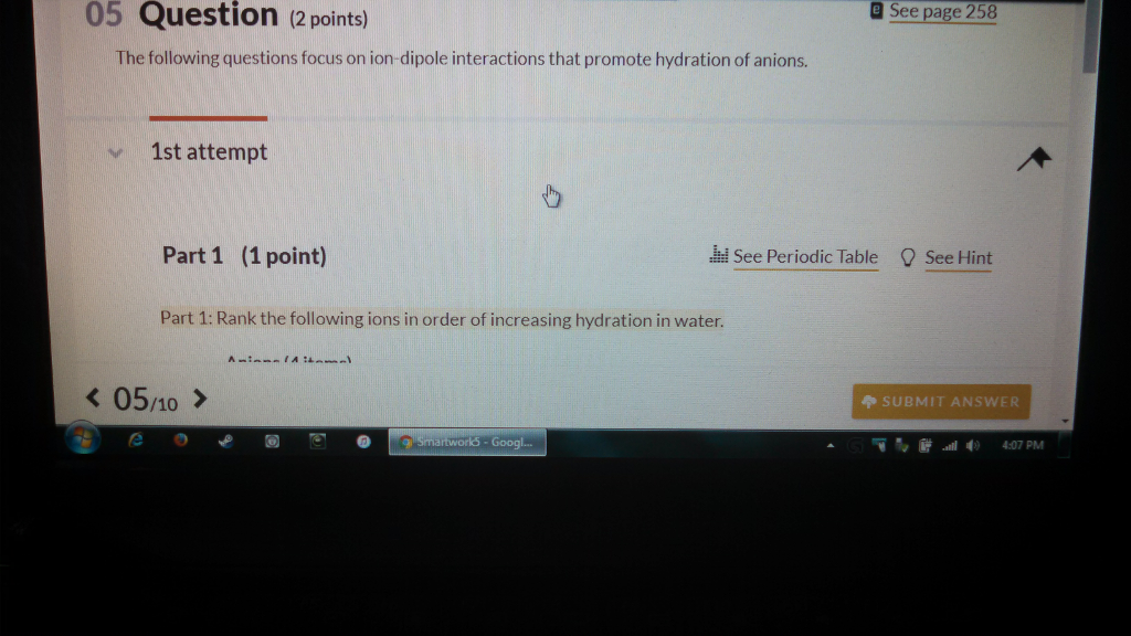 Solved 05 Question (2 points) a See page 258 The following | Chegg.com