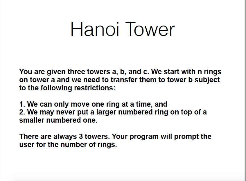 hanoi towers recursive function hanoi towers recursive function