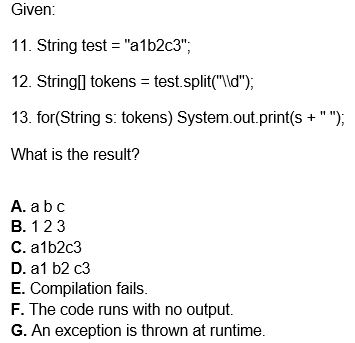 Solved Given 11. String test- "a1b2c3", 12. String tokens | Chegg.com