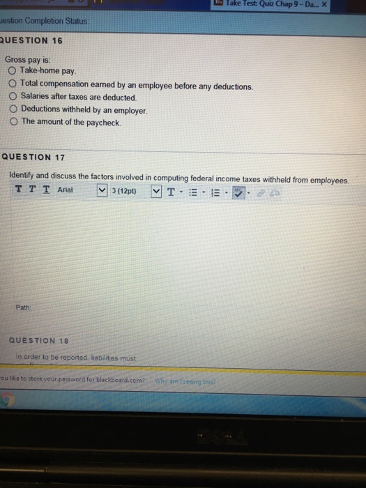 Solved Gross pay is Takehome pay Total compensation