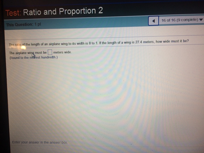 Solved The ratio the length of an airplane wing to its width Chegg com