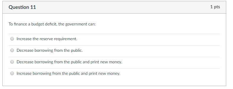 Solved To Finance A Budget Deficit, The Government Can: | Chegg.com