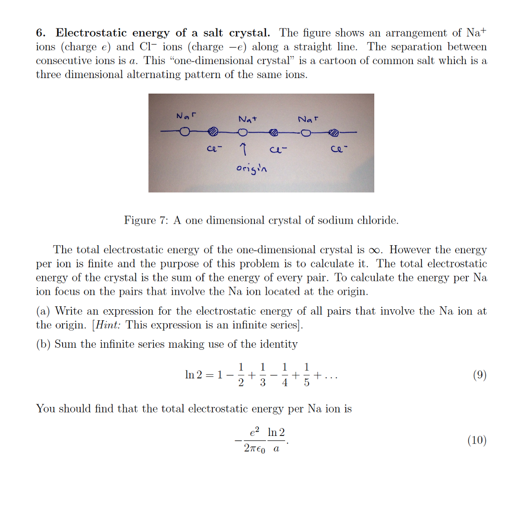 Solved 6. Electrostatic energy of a salt crystal. The figure | Chegg.com