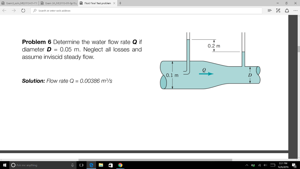 solved-determine-the-water-flow-rate-q-if-diameter-d-0-05-chegg