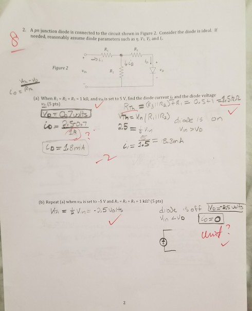 Solved 2. A pn junction diode is connected to the circuit | Chegg.com