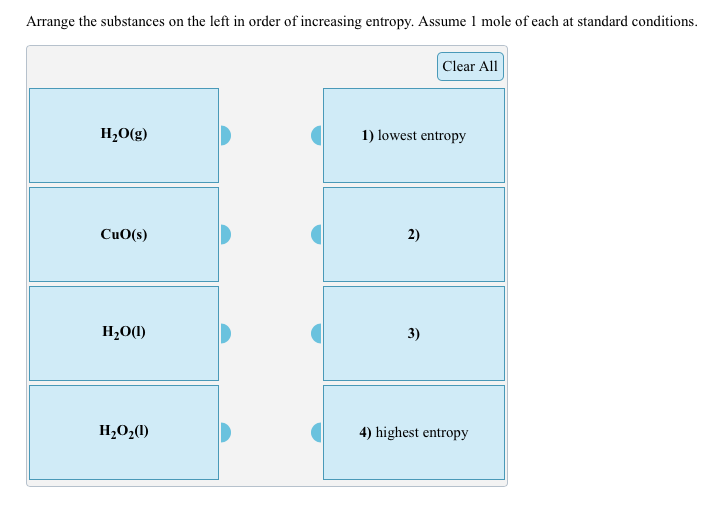 Solved Arrange The Substances On The Left In Order Of 9686