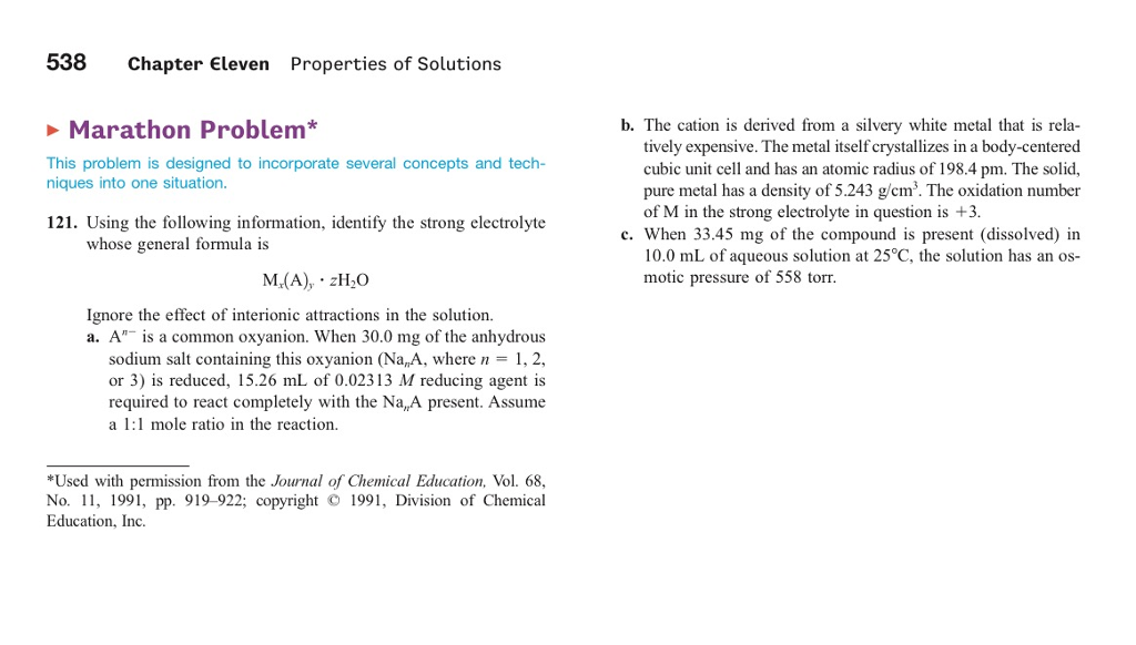 538 Chapter Eleven Properties Of Solutions Marathon | Chegg.com