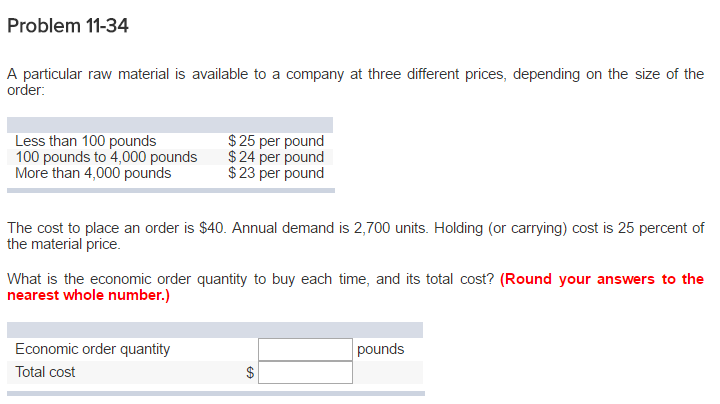 Solved A particular raw material is available to a company | Chegg.com