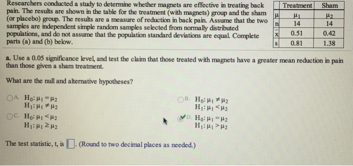 Solved Researchers Conducted A Study To Determine Whether Chegg