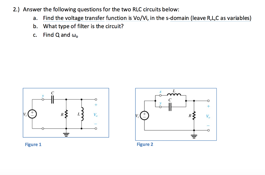 Solved 2.) Answer the following questions for the two RLC | Chegg.com