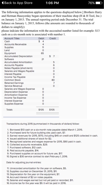 Solved set up a t-chart for the accounts on the trial | Chegg.com