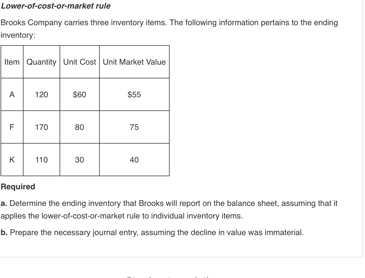 solved-lower-of-cost-or-market-rule-brooks-company-carries-chegg