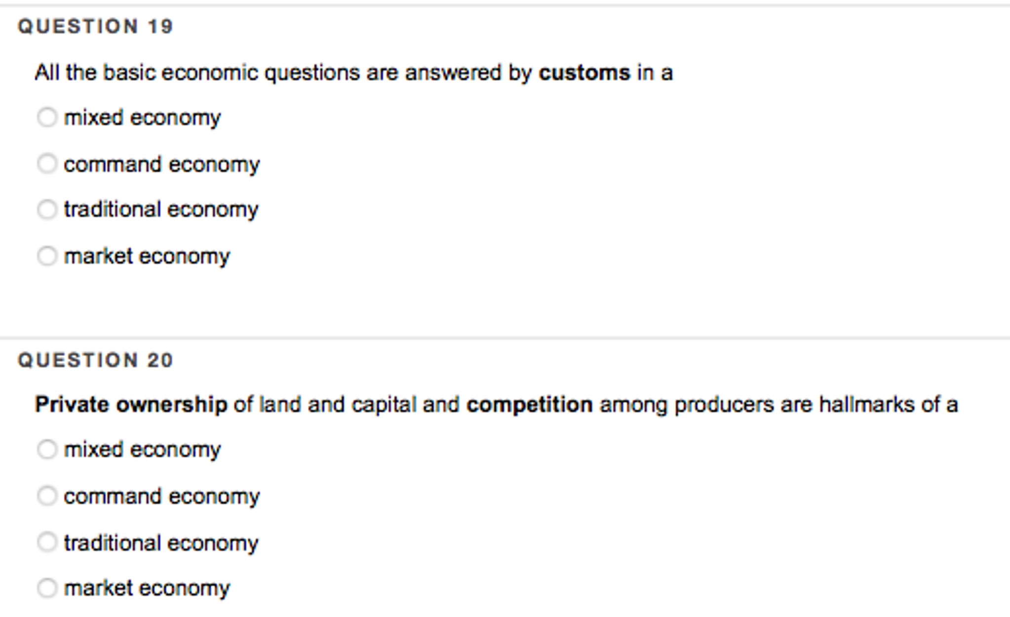 how are the 3 basic economic questions answered in a command economy