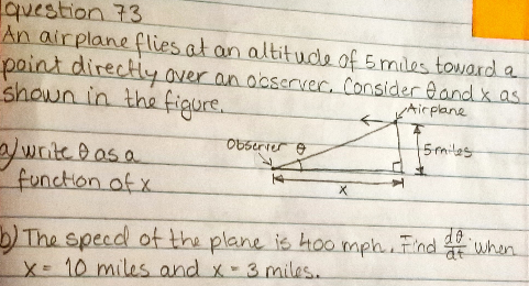 Solved An Airplane Flies At An Altitude Of 5 Miles Toward A | Chegg.com