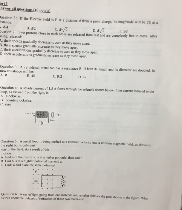 Solved If the Electric field is E at a distance d from a | Chegg.com