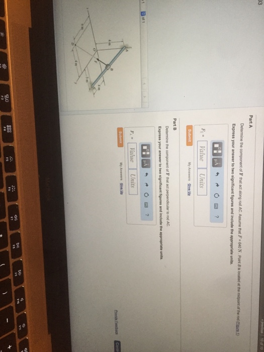 Solved Determine the component of F that act along rod AC. | Chegg.com