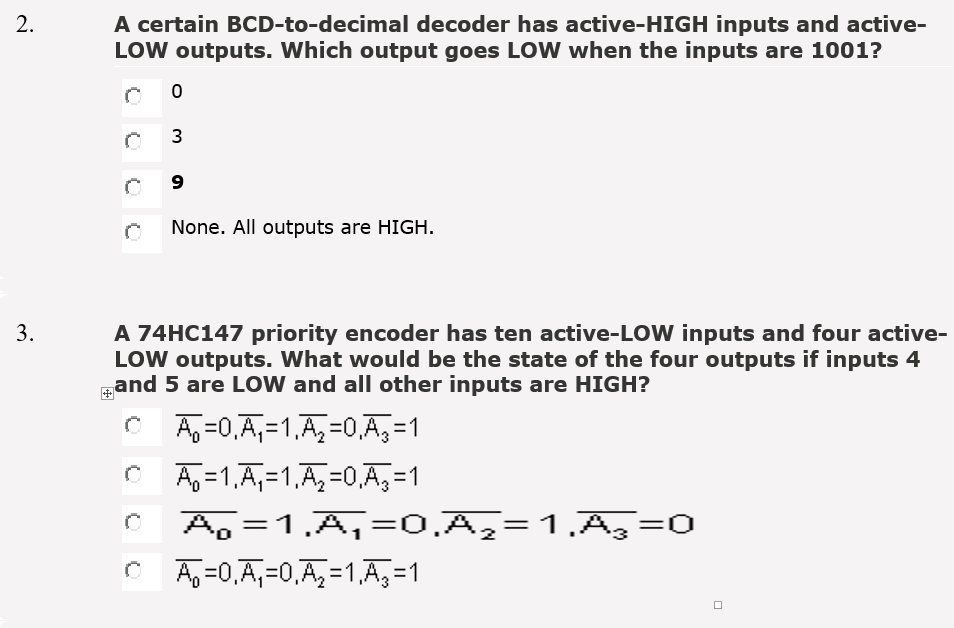 Solved A Certain Bcd To Decimal Decoder Has Active High