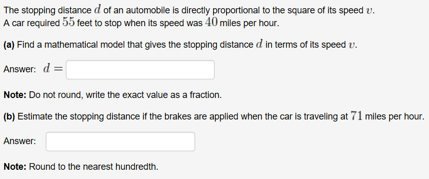 solved-the-stopping-distance-d-of-an-automobile-is-directly-chegg