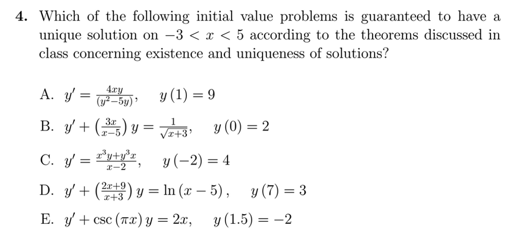 Solved Which of the following initial value problems is | Chegg.com