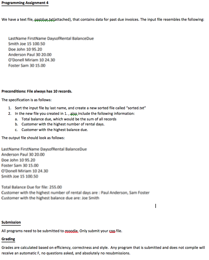 Solved in c++ Please read through the specification below. | Chegg.com