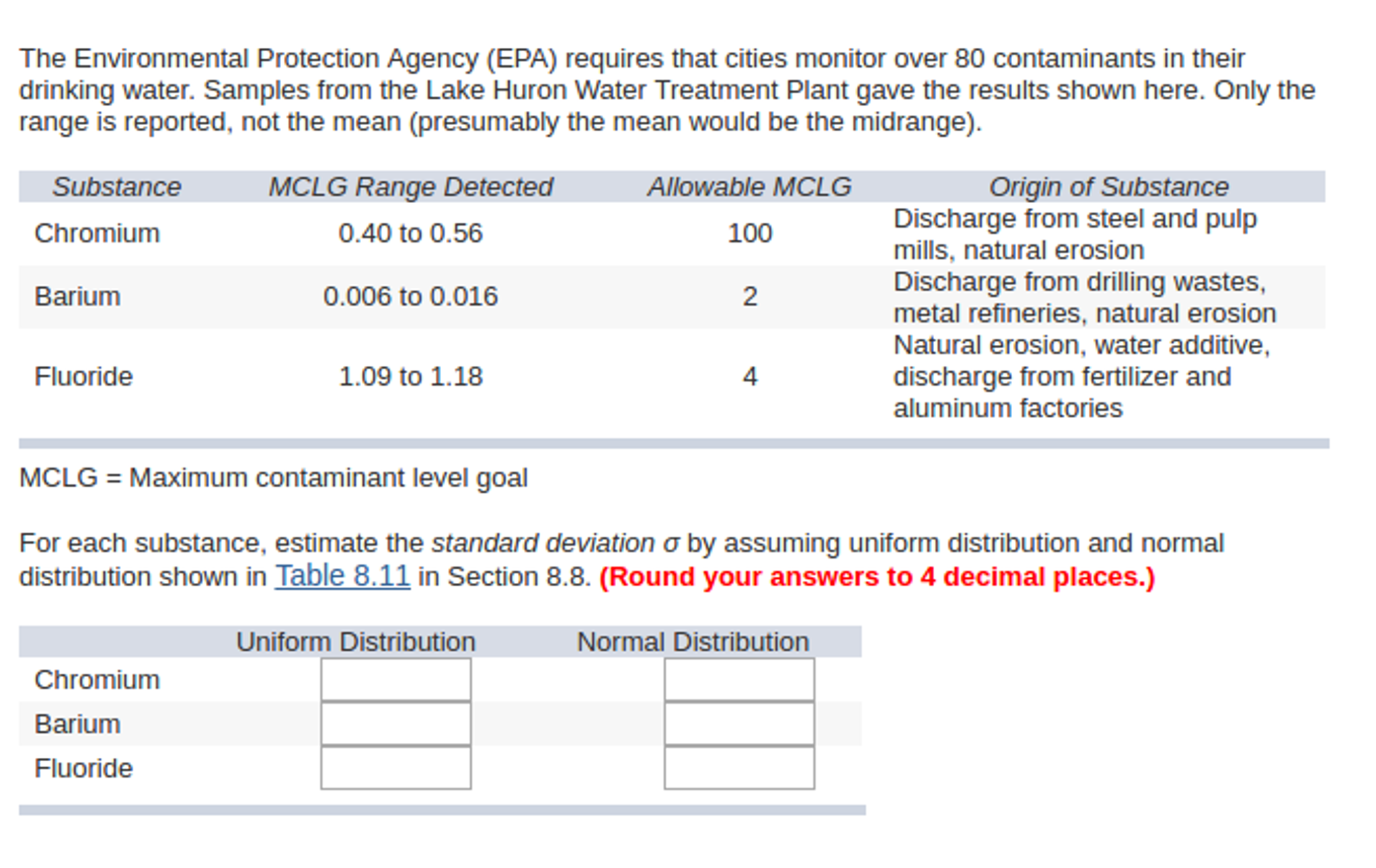 Solved The Environmental Protection Agency (EPA) requires