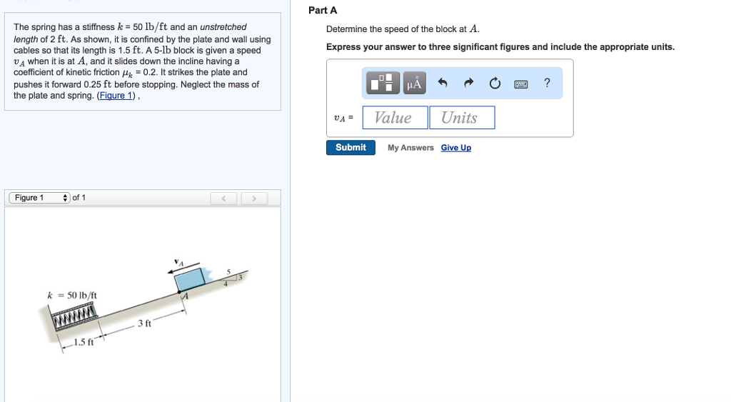 Solved The spring has a stiffness k = 50 lb/ft and an | Chegg.com