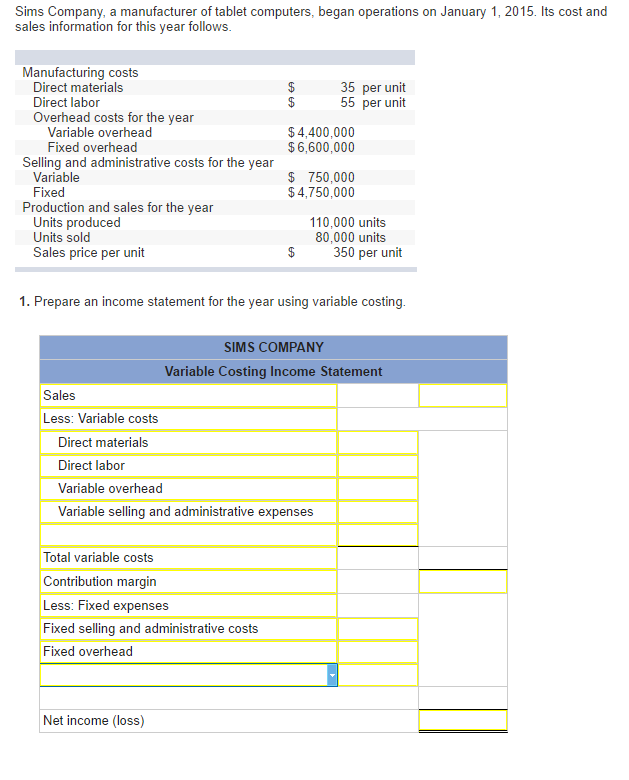 Solved Sims Company, a manufacturer of tablet computers, | Chegg.com